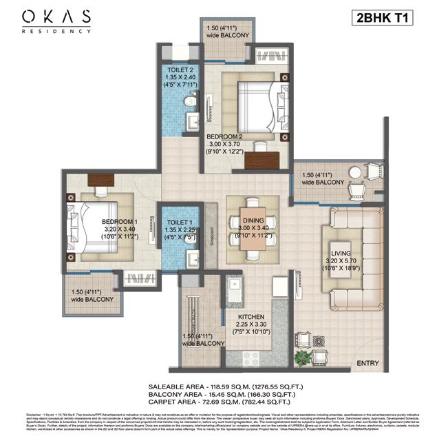 2 bhk Okas